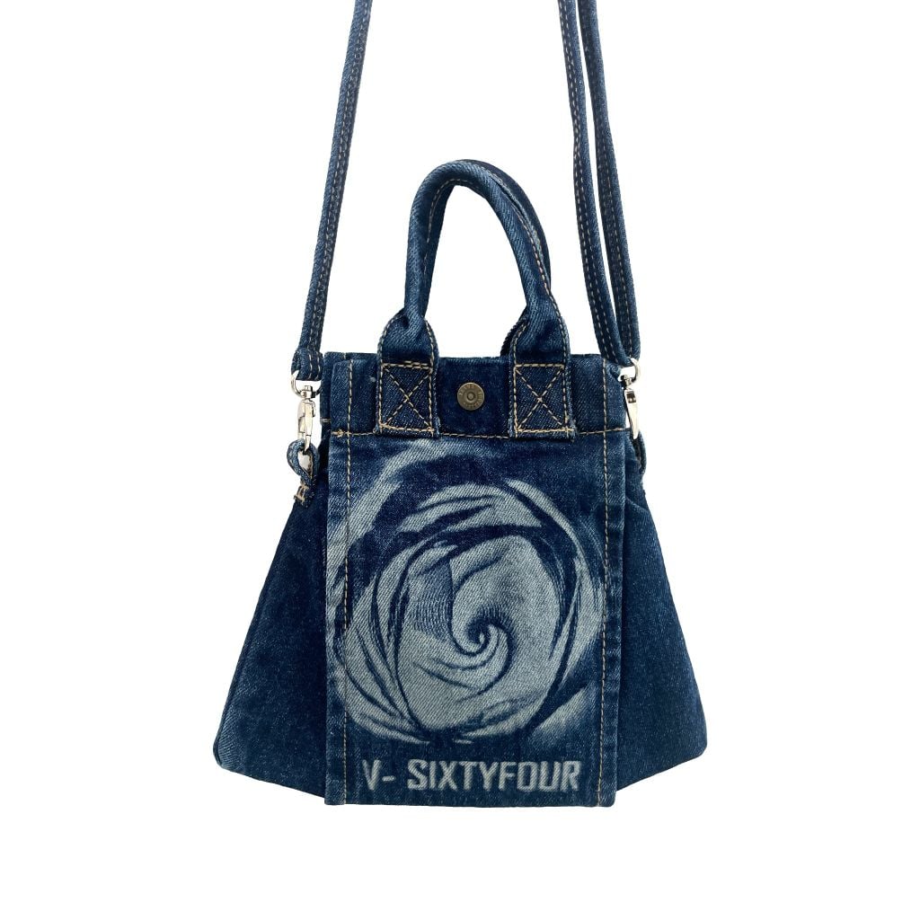 Túi Denim Mini Quai Đeo Chéo Màu Xanh Đậm Wash Hoạ Tiết Hoa Hồng - 124WD2143F2970