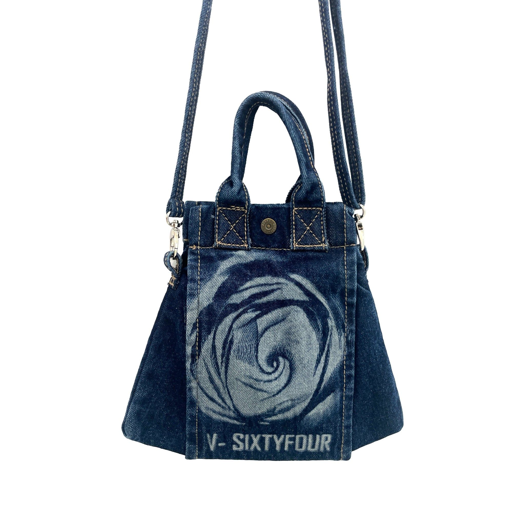 Túi Denim Mini Quai Đeo Chéo Màu Xanh Đậm Wash Hoạ Tiết Hoa Hồng - 124WD2143F2970