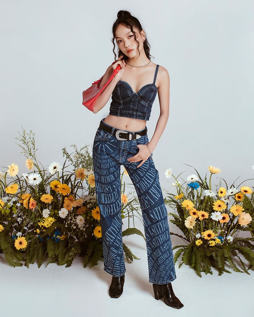 Áo Hai Dây Denim Màu Xanh Royal - Royal Blue Denim Bra - 122WD1017F1