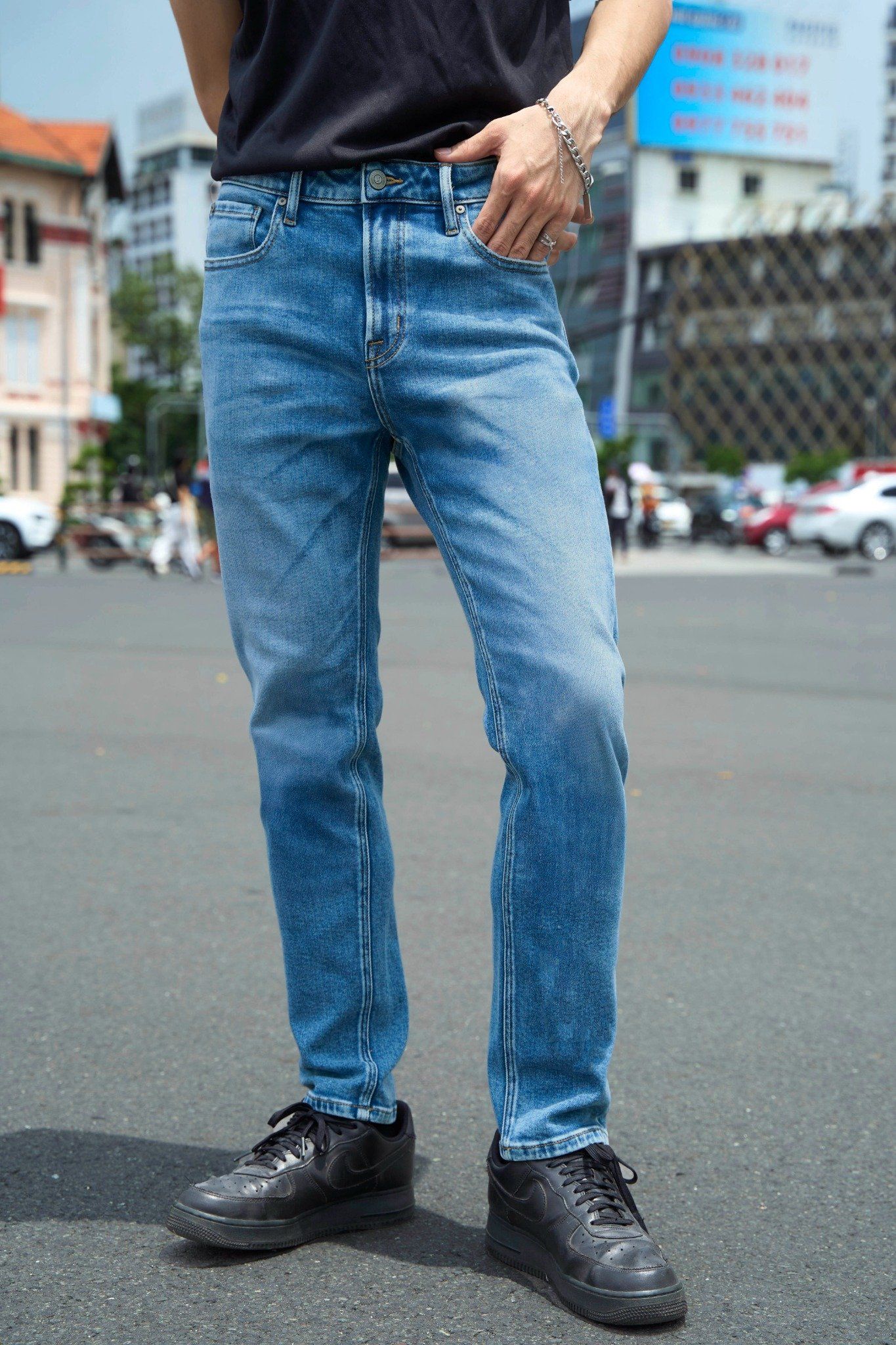 Quần Jeans Nam Dáng Slim Tint Vintage Màu Light Blue - Men's SlimFit Jeans Tint Vintage In Light Blue - 224MD3082B2