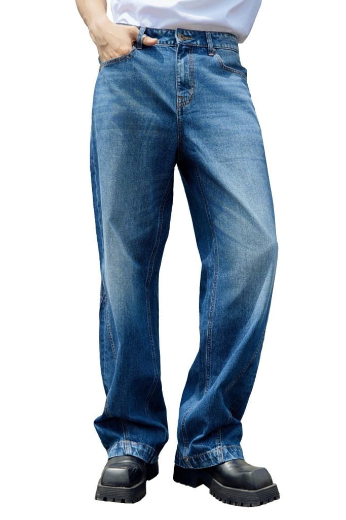 Quần Jeans Nam Dáng Wide-Leg Màu Med Blue - 224MD3085F2