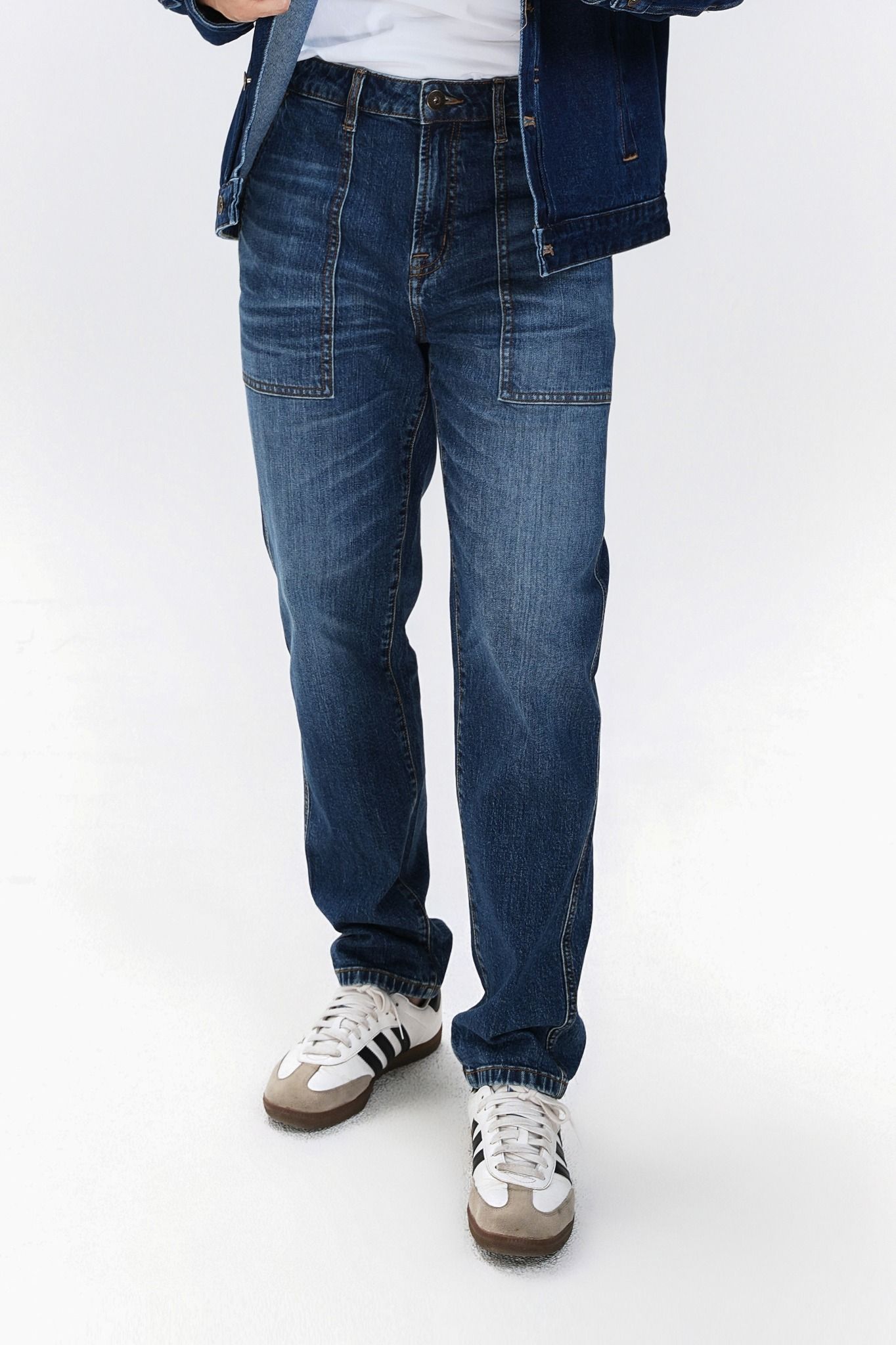 Quần Jeans Nam Dáng Đứng Túi Hộp. Men's Straight Pocket Jeans - 124MD4083F1950