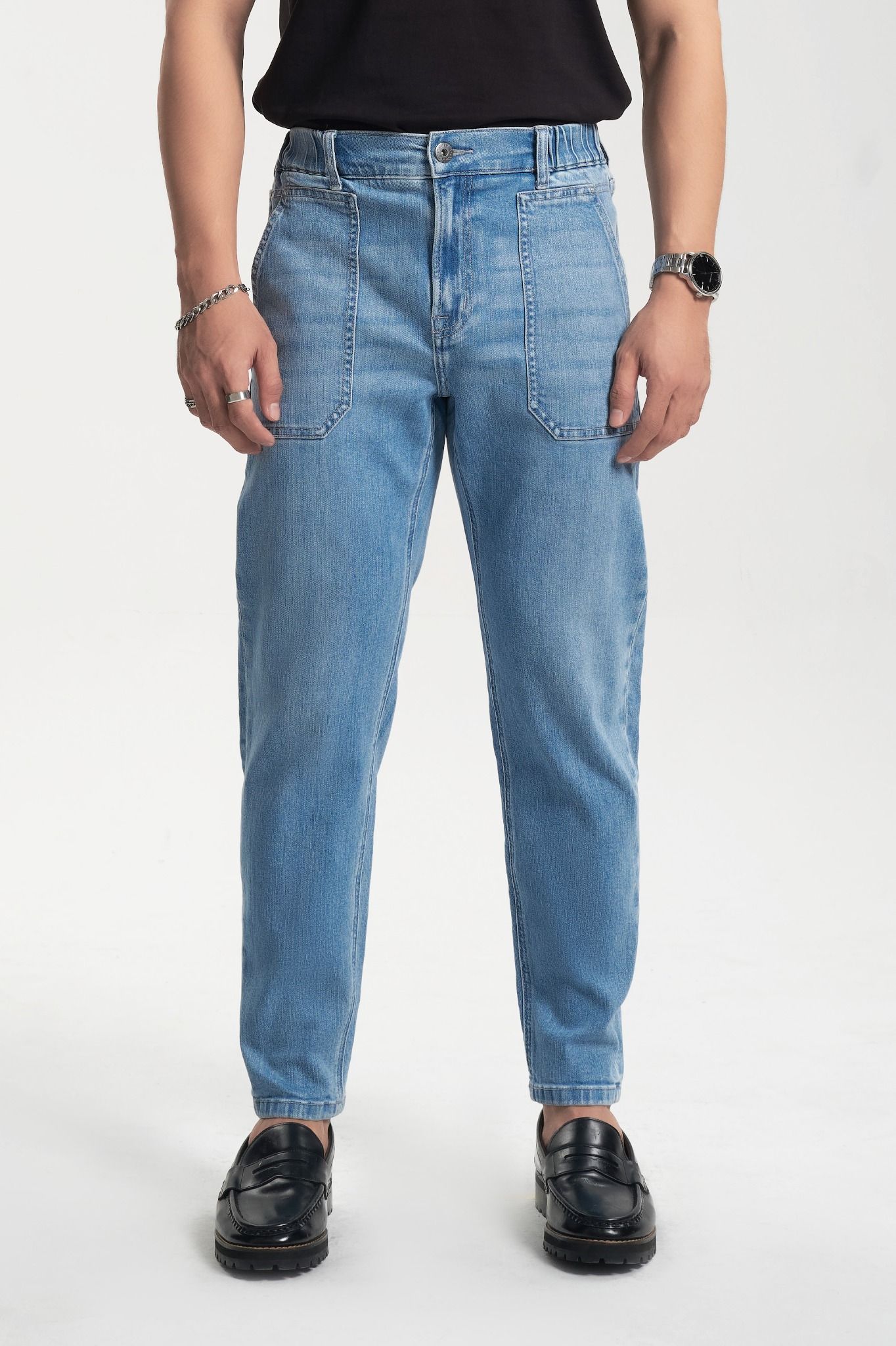 Quần Jeans Nam Dáng Jogger Lưng Thun. Elastic Waist Jogger Jeans for Men - 222MD4088F1