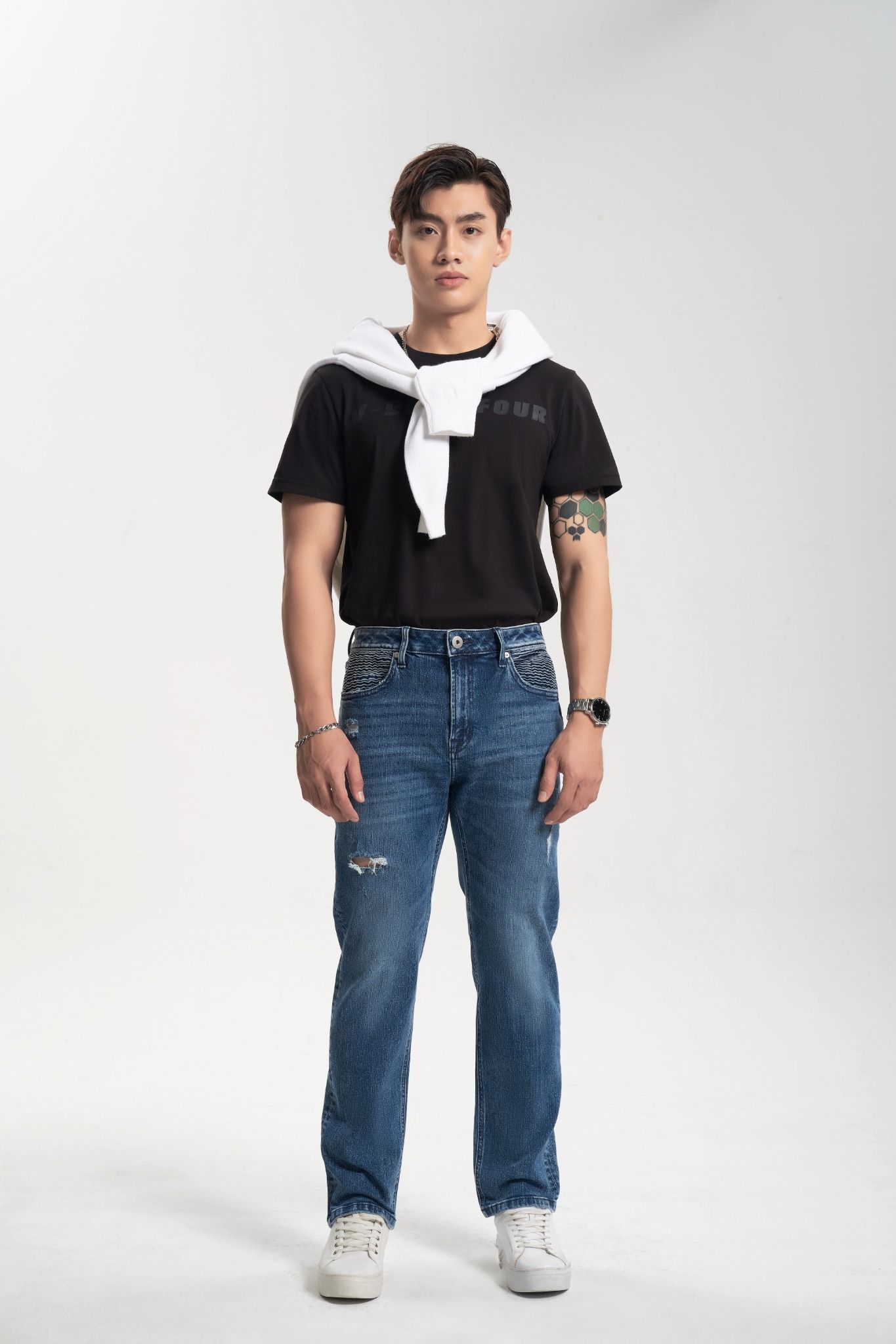 Quần Jeans Nam Dáng Rộng Relax Màu Xanh Sáng - Men's Wide-Leg Relax Fit Light Blue Jeans - 222MD4080F1