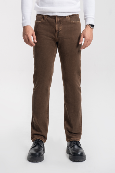 Quần Jeans Nam Dáng Straight Nhuộm Nâu. Brown Straight Men's Jeans - 222MD4083F3290