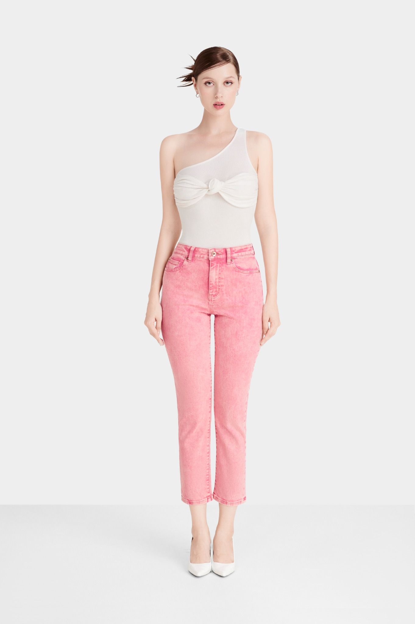 Quần Jeans Nữ Dáng Đứng Màu Hồng Đất. Women's Straight Jeans in Earth Pink - 123WN1083F3