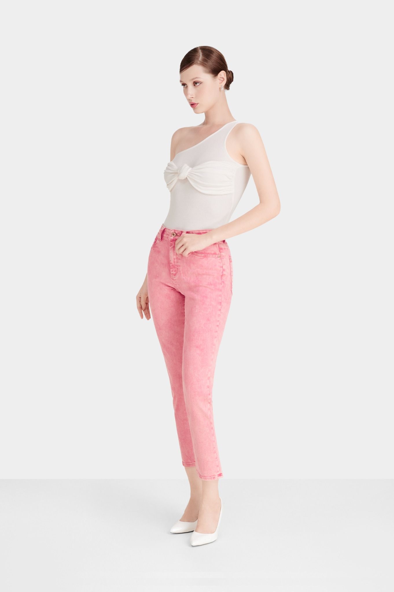 Quần Jeans Nữ Dáng Đứng Màu Hồng Đất. Women's Straight Jeans in Earth Pink - 123WN1083F3