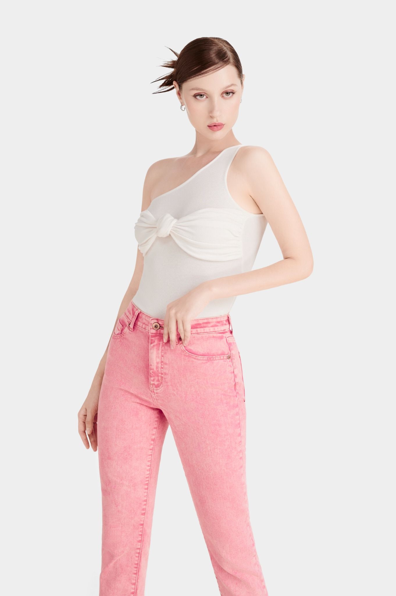 Quần Jeans Nữ Dáng Đứng Màu Hồng Đất. Women's Straight Jeans in Earth Pink - 123WN1083F3