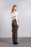 Quần Jeans Nữ Dáng Loe Màu Nâu. Women's Brown Flared Jeans - 123WD1084F1270