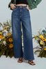 Quần Jeans Nữ Ống Rộng Màu Dark Blue - Wide Leg Dark Blue Women's Jeans. 222WD1085F1970