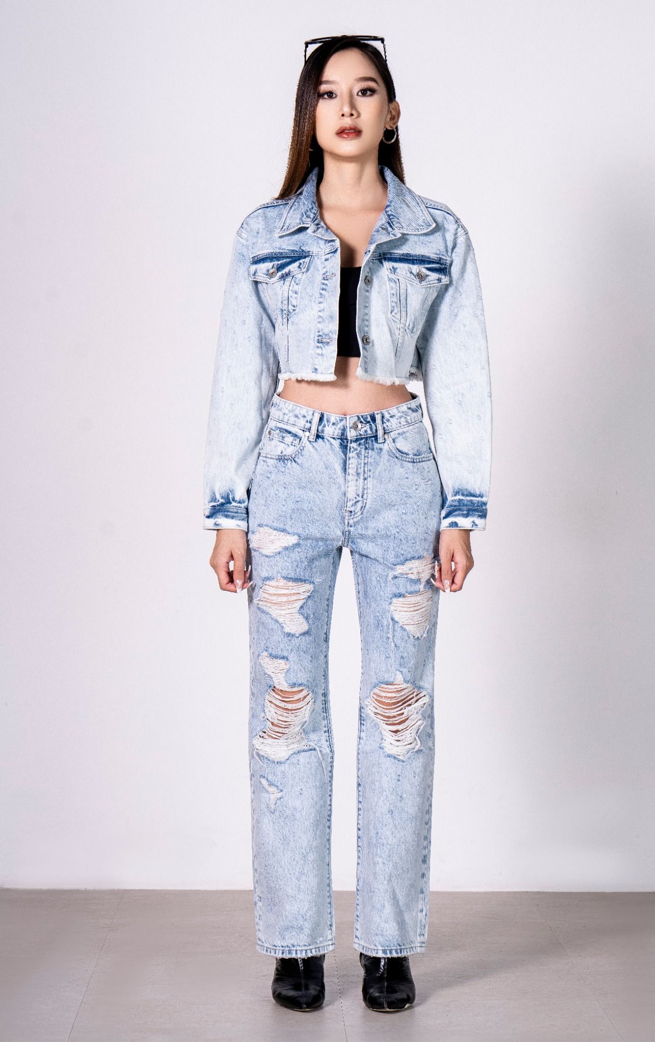 Quần Jeans Nữ Rách Dáng Relax. Relax Women's Ripped Jeans - 223WD1080F1930