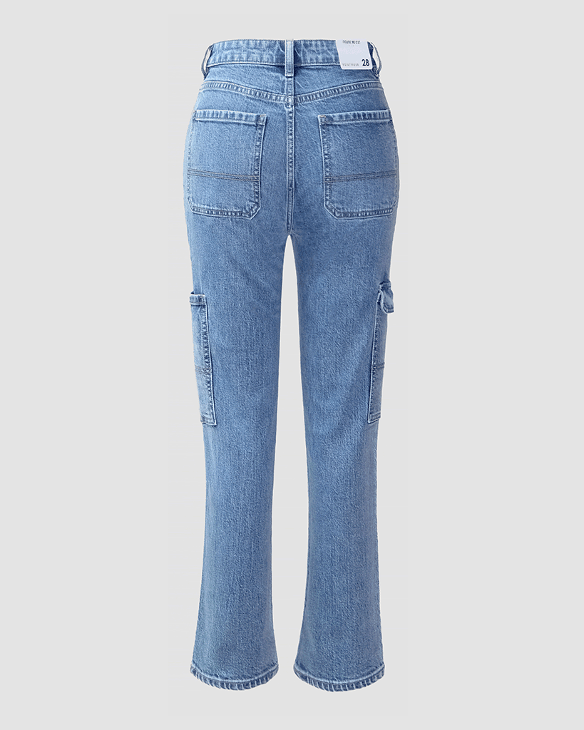 Quần Jeans Nữ Túi Hộp Dáng Suông - Cargo Pants Straight Jeans - 122WD1083A3950