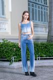 Quần Nữ Dáng WideLeg Màu Med Blue. Women's WideLeg Pants in Medium Blue Color - 123WD2085F2950