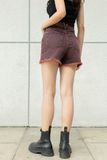 Quần Short Jeans Dáng Suông Nhuộm Đỏ Dâu Tằm. Mulberry Straight Denim Shorts - 122WD1102F5590