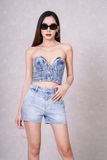 Quần Shorts Jeans Dáng Đứng, Lưng Cao. High Waist, Straight Jean Shorts - 223WD2103F1950