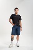 Quần Shorts Jeans Nam Dáng Rộng Màu Xanh Đậm.  Dark Blue Men's Jeans Shorts - 123MD4103B1990