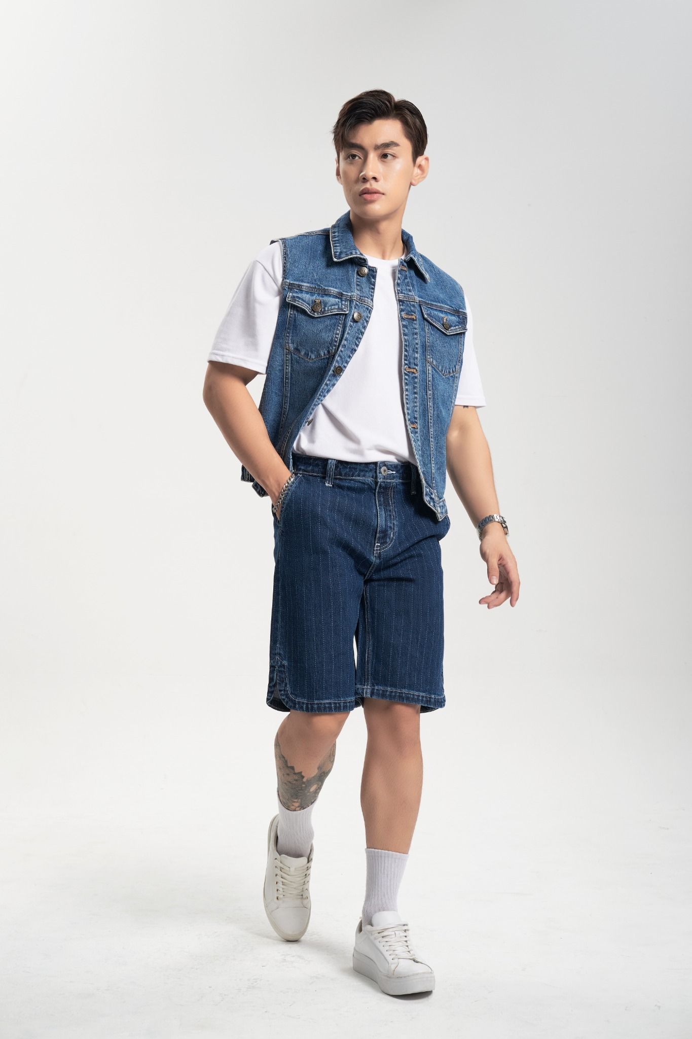 Quần Shorts Nam Kiểu Dáng Thể Thao. Shorts Denim Men's Sports - 223MD3104F1