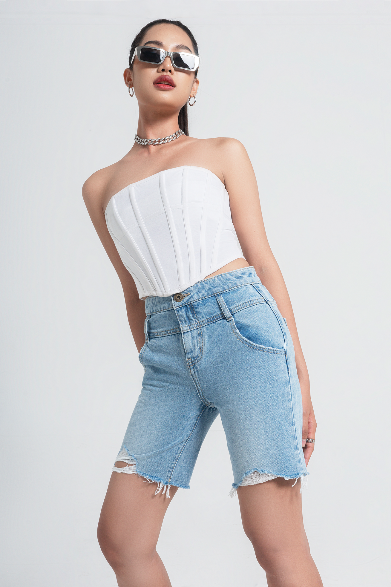 Quần Short Nữ Biker Lưng Phá Cách - 121WD1102F1