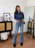 Quần Jeans Nữ Ống Loe Med Blue. Med Blue Women's Flared Jeans -  123WD1084B1950