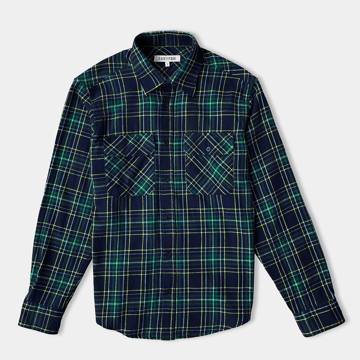 Áo Sơ Mi Nam Caro Xanh Dương Dáng Regular - Men's Regular Fit Blue Caro Shirt - 123MN4039B1470