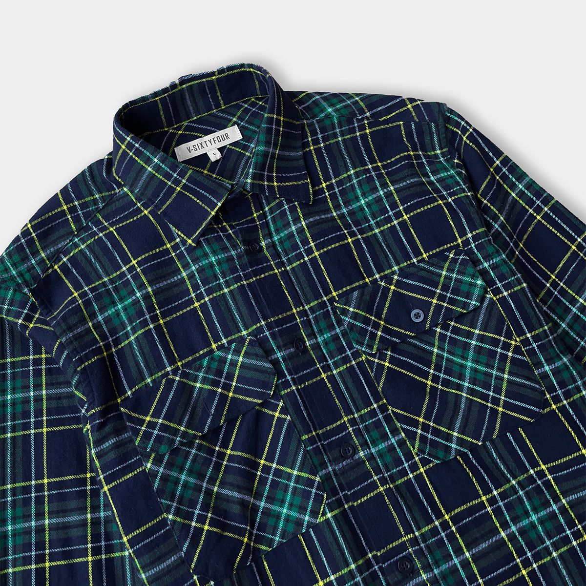 Áo Sơ Mi Nam Caro Xanh Dương Dáng Regular - Men's Regular Fit Blue Caro Shirt - 123MN4039B1470