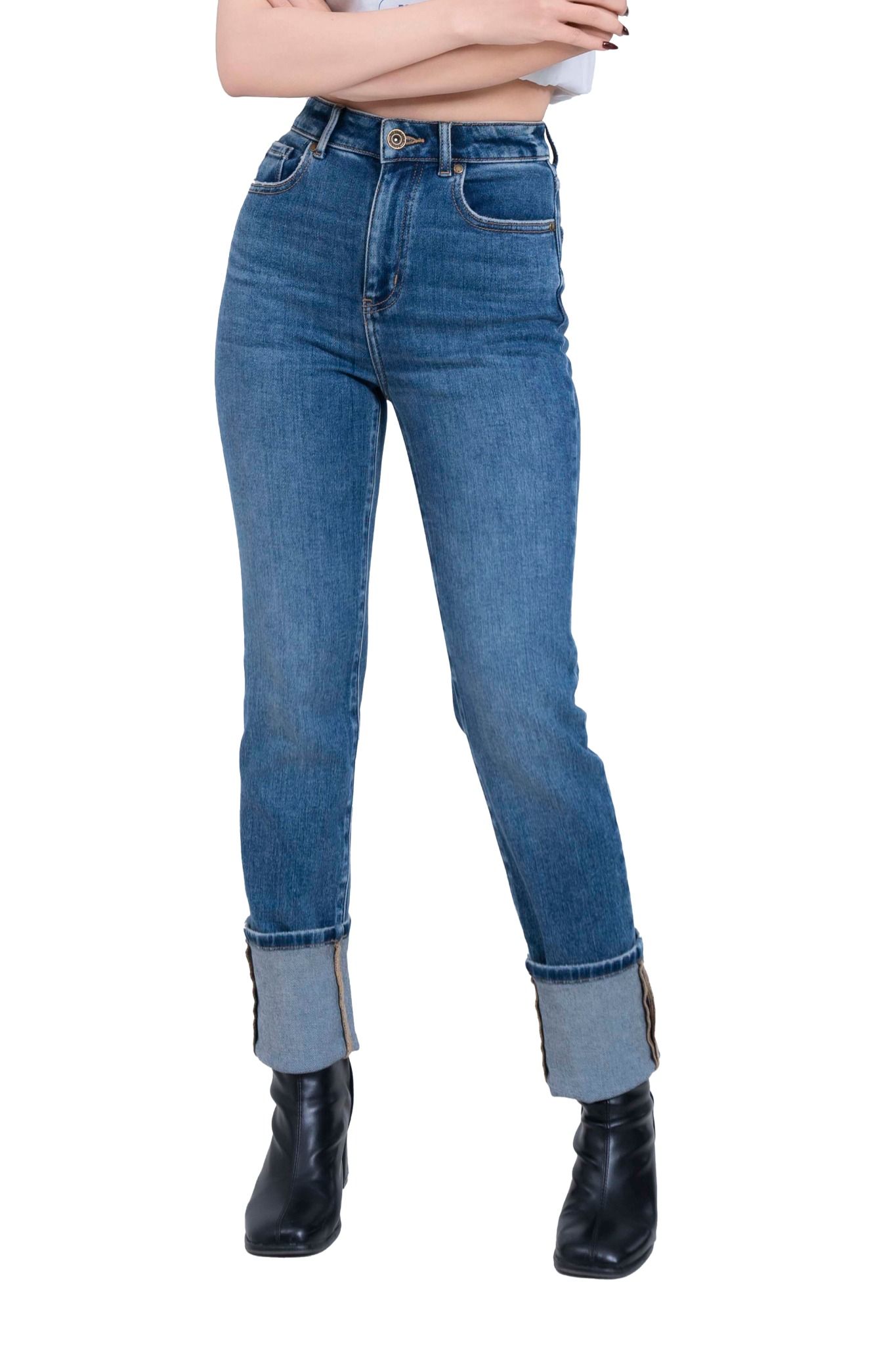 Quần Jeans Nữ Dáng Skinny Màu Xanh Đậm - Dark Blue Skinny Woman's Long Jeans - 224WD2082F1