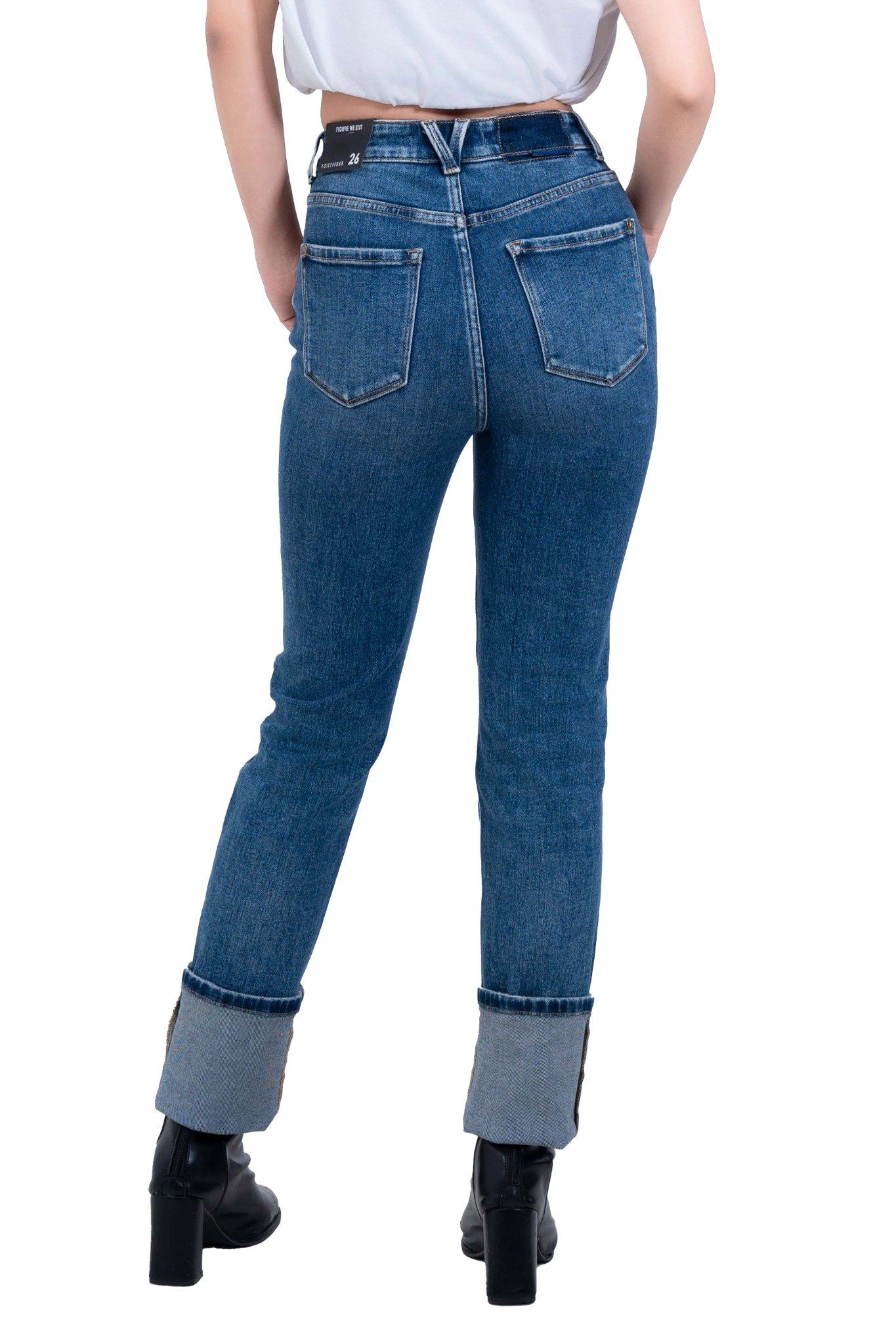 Quần Jeans Nữ Dáng Skinny Màu Xanh Đậm - Dark Blue Skinny Woman's Long Jeans - 224WD2082F1950