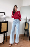 Quần Jeans Nữ Ống Rộng Túi Trước - Women's Wide Leg Jeans with Front Pockets. 223WD2085F1910