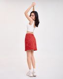 Chân Váy Chữ A Denim Scarlet Floral. Scarlet Floral Laser Denim Skirt - 122WN1111A1630