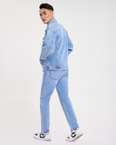 Áo Khoác Denim Nam Dáng Rộng Màu Xanh Sáng. Sky Blue Oversized Denim Jacket - 122MD4044B1930