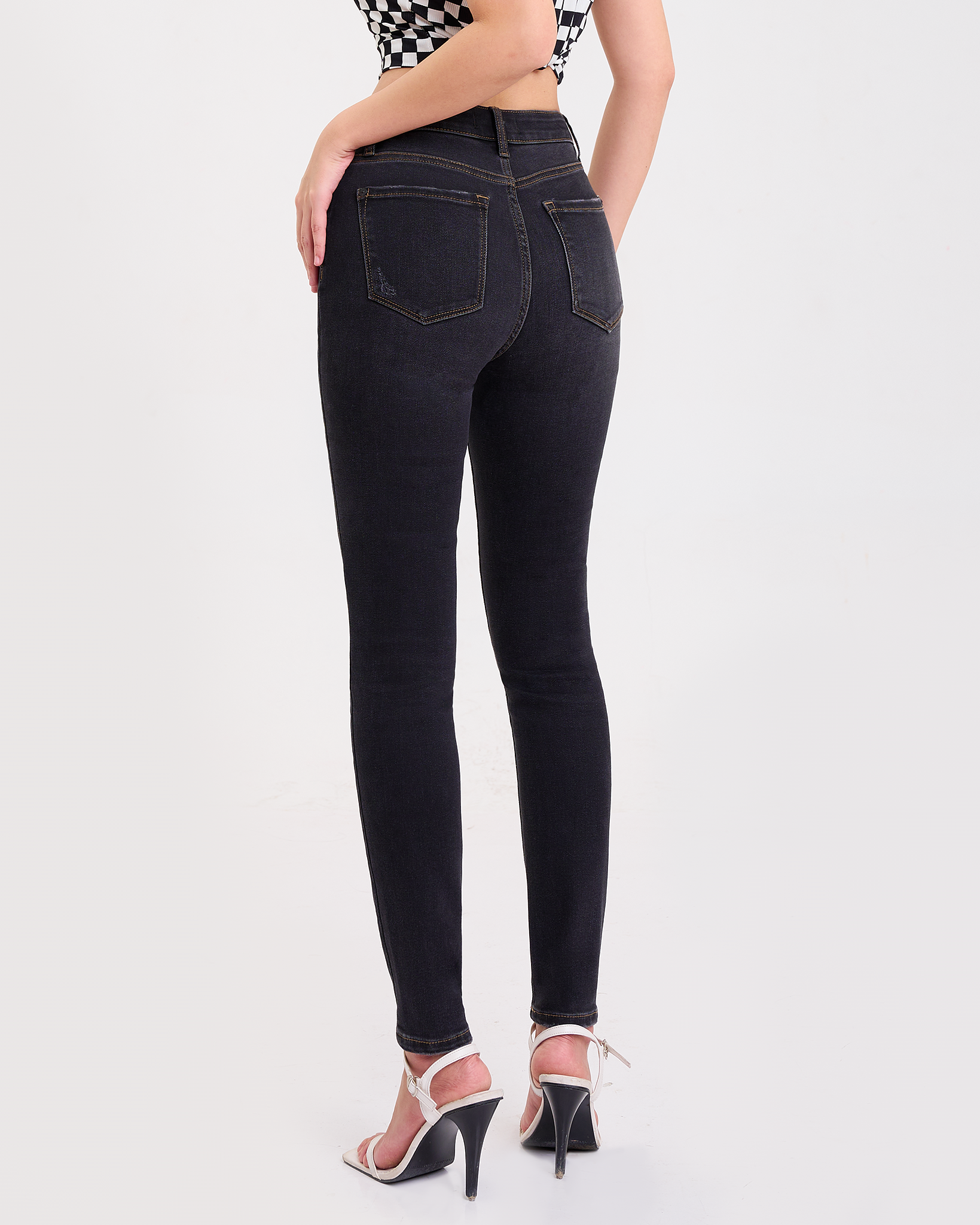 Quần Jeans Nữ Cạp Trung Dáng Ôm Màu Xanh Đen. Dark Blue Mid Waist Skinny Jeans - 221WD1081F1