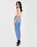 Quần Jeans Nữ Rách Gối. One Side Ripped Straight Jeans - 122WD1083F9950