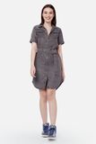 Đầm Sơ Mi Dáng Suông Tay Ngắn. Grey Belt Dress - 121WD2125F2050