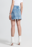 Chân Váy Chữ A Denim Thêu Zigzag. Zigzag Distressed Denim Skirt - 121WD1111A1930