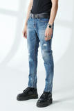 Quần jeans nam rách vảy đốm dáng skinny - 220MD4081F3950