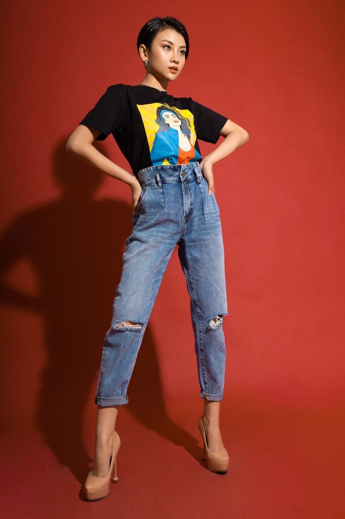 Quần jean nữ dáng baggy - 120WD2086F1