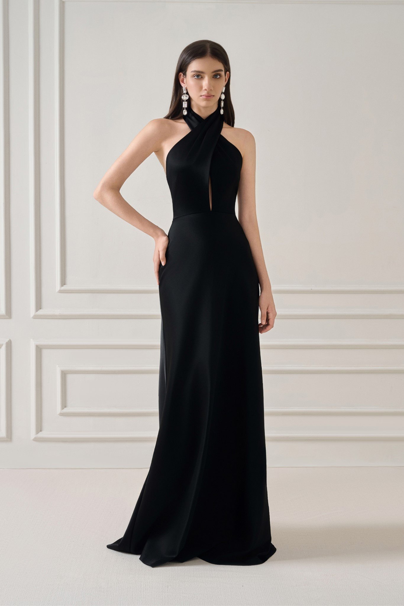  BELNI SILK-SATIN LONG DRESS 