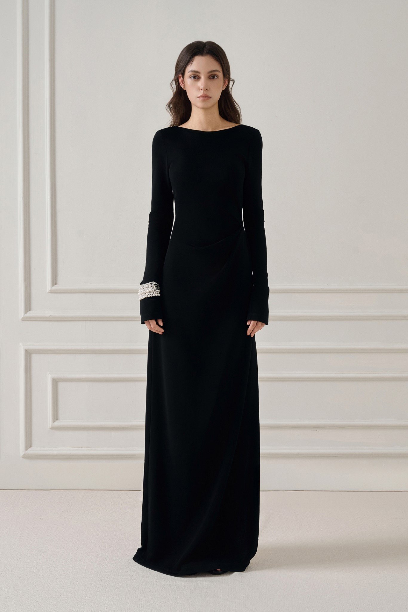  LIRNA EMB DRAPED LONG DRESS 