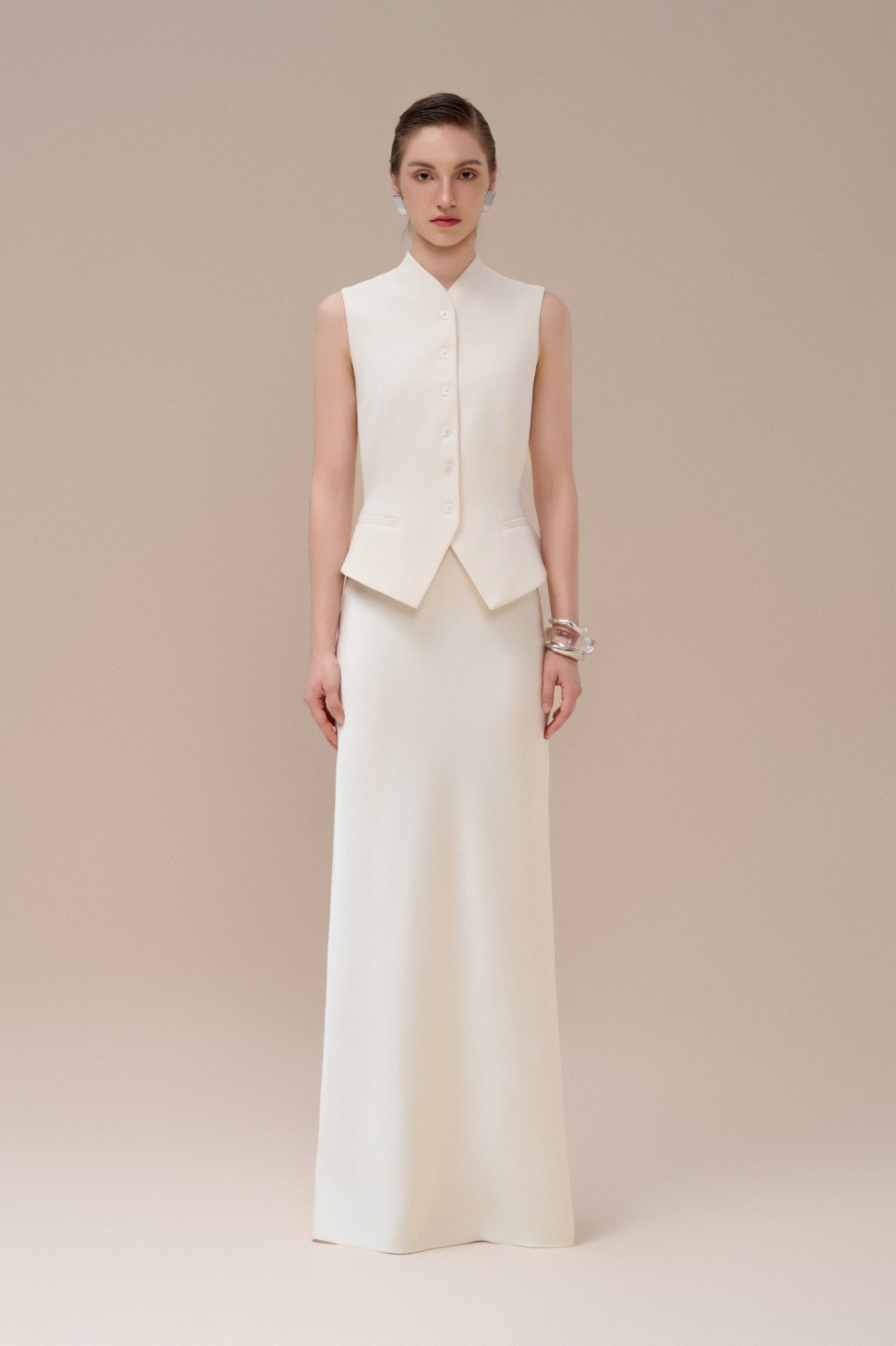  AUDREY LAPEL VEST WHITE WOOD GRAIN 