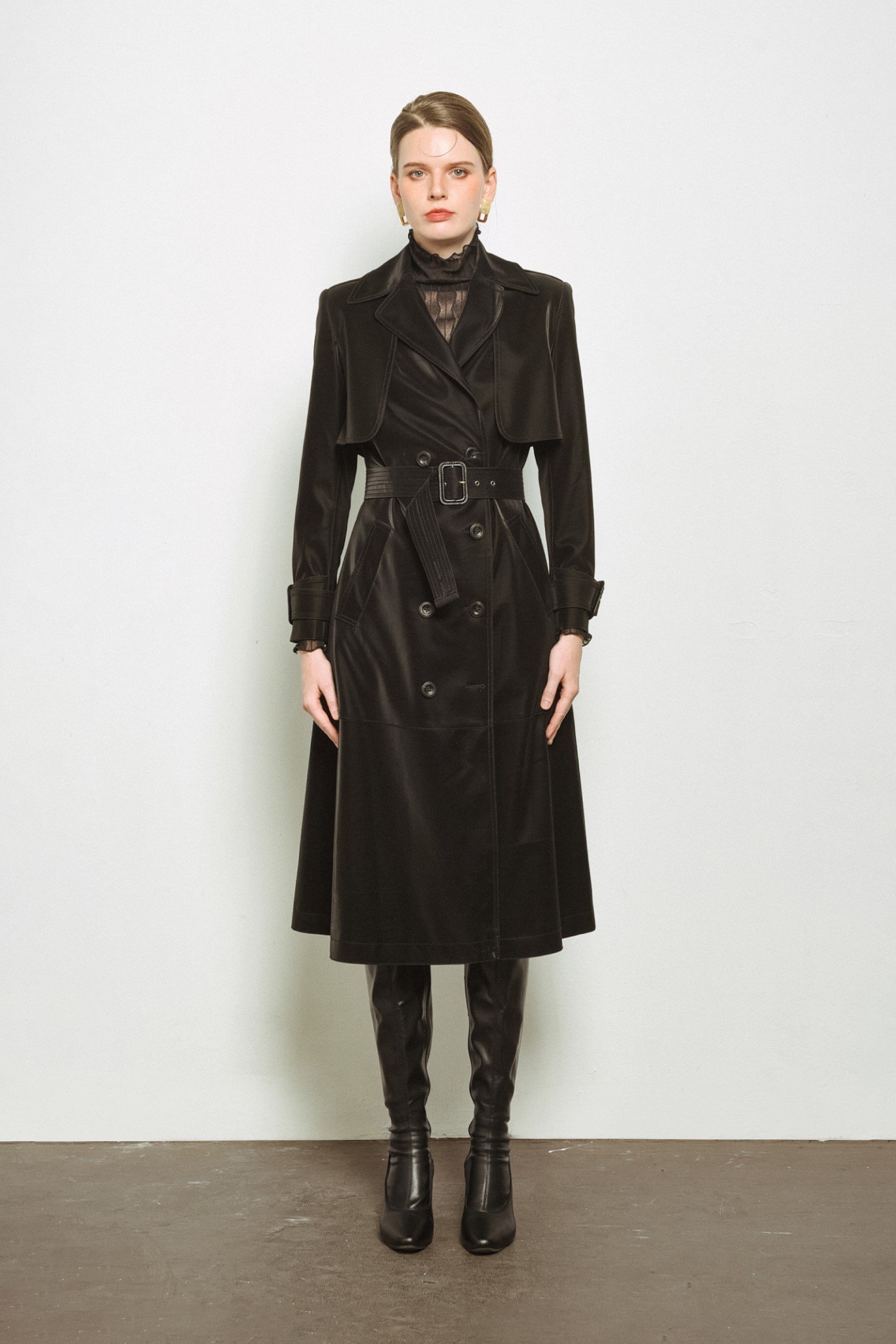  LEO LEATHER TRENCH COAT 