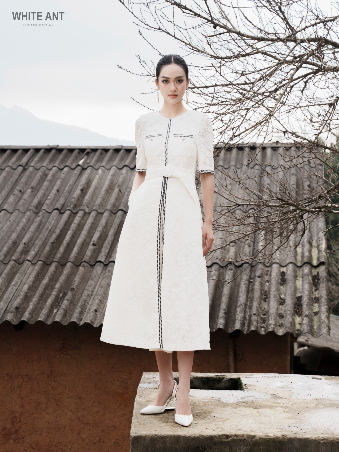  Đầm A Ren Nữ White Ant NICOLETTE A-LINE MIDI DRESS 120408006.001 