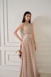 ZUKA LACE EFFECT SCRAF LONG DRESS