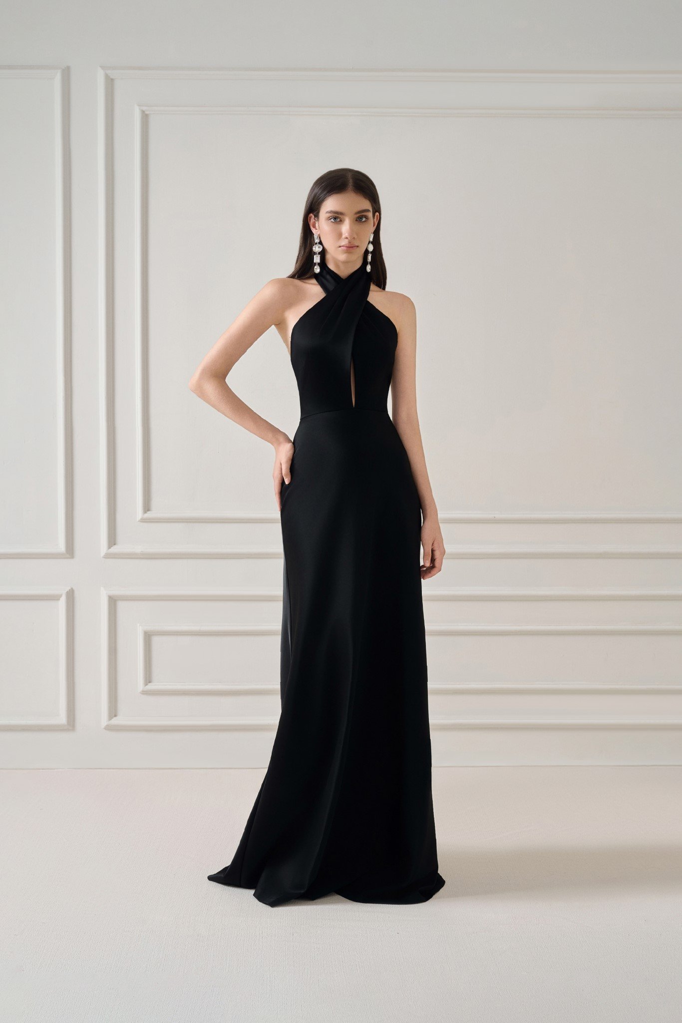  BELNI SILK-SATIN LONG DRESS 