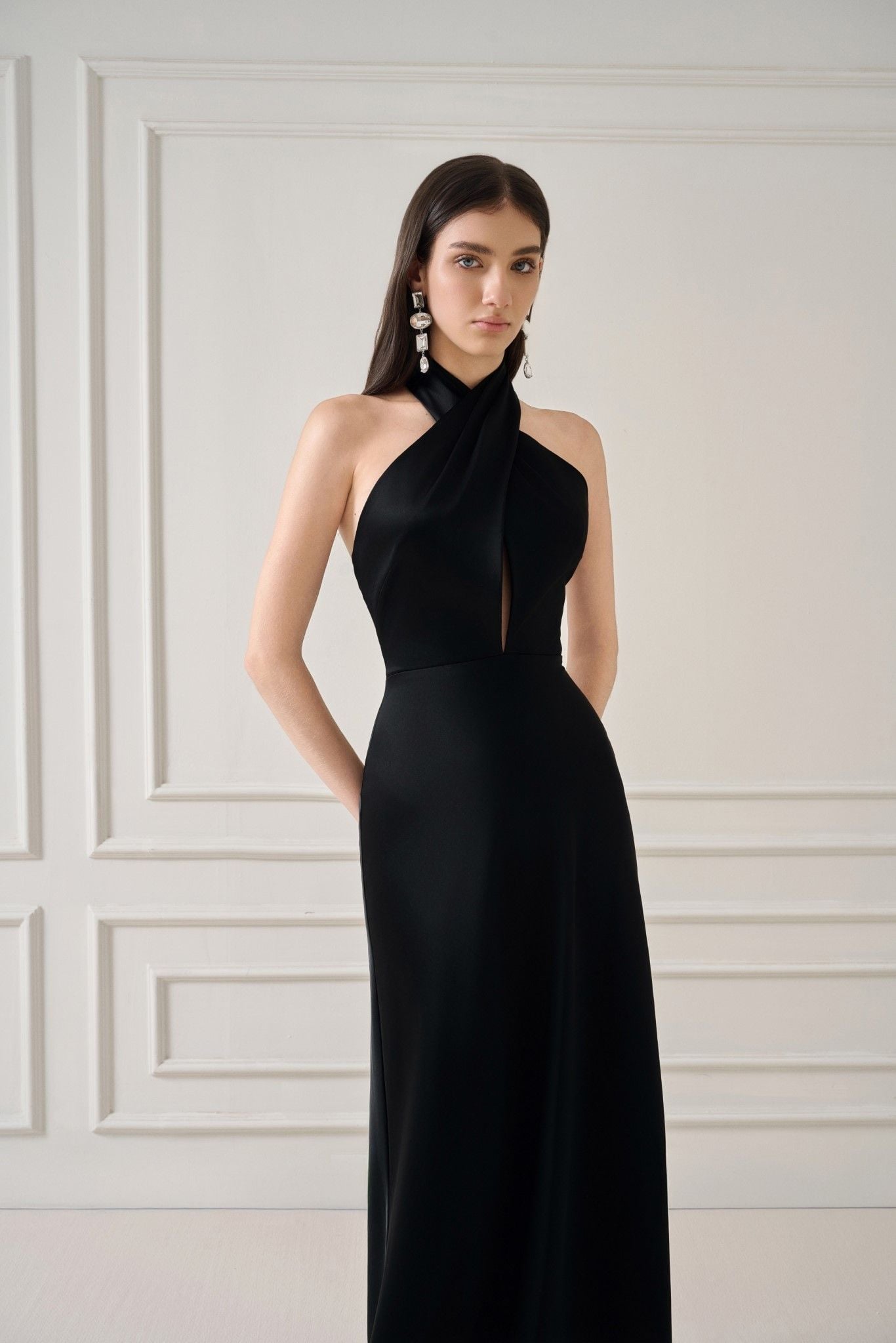 BELNI SILK-SATIN LONG DRESS