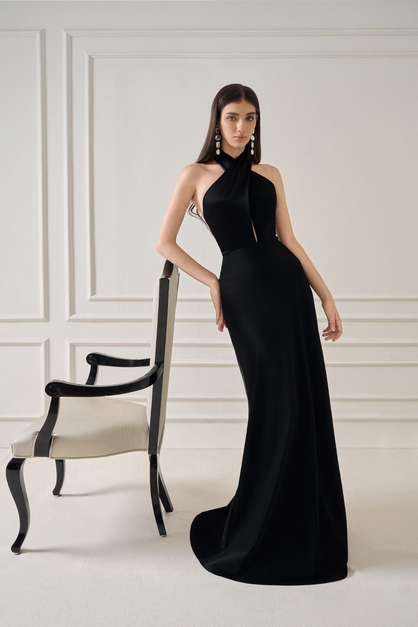 BELNI SILK-SATIN LONG DRESS