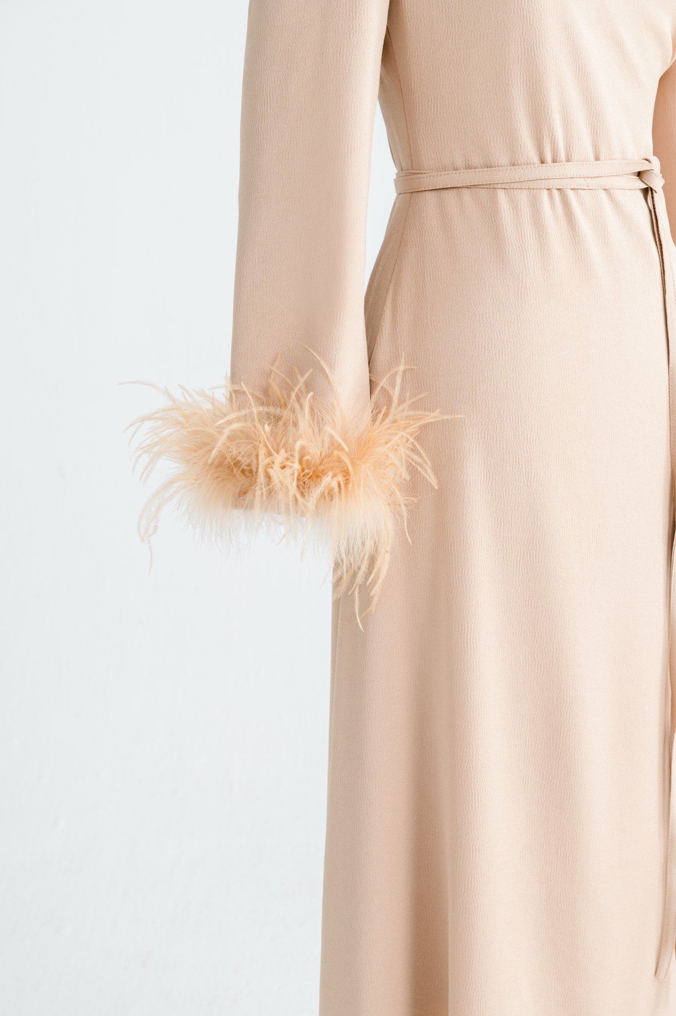 ADELA ONE - SHOULDER FEATHER MIDI DRESS