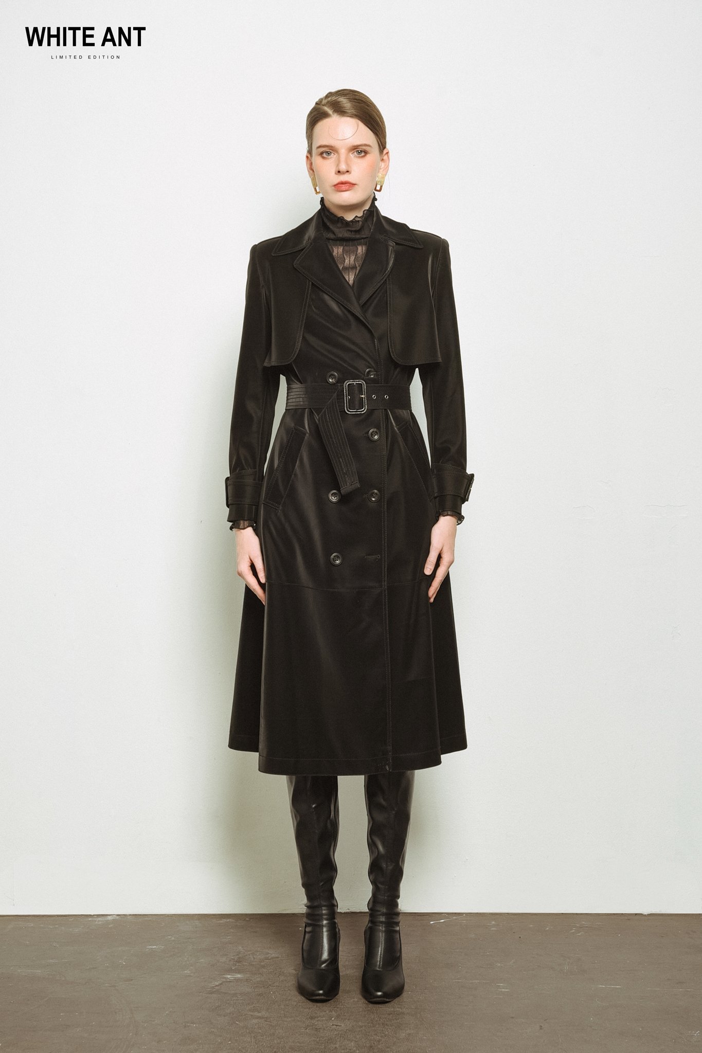  LEO LEATHER TRENCH COAT 