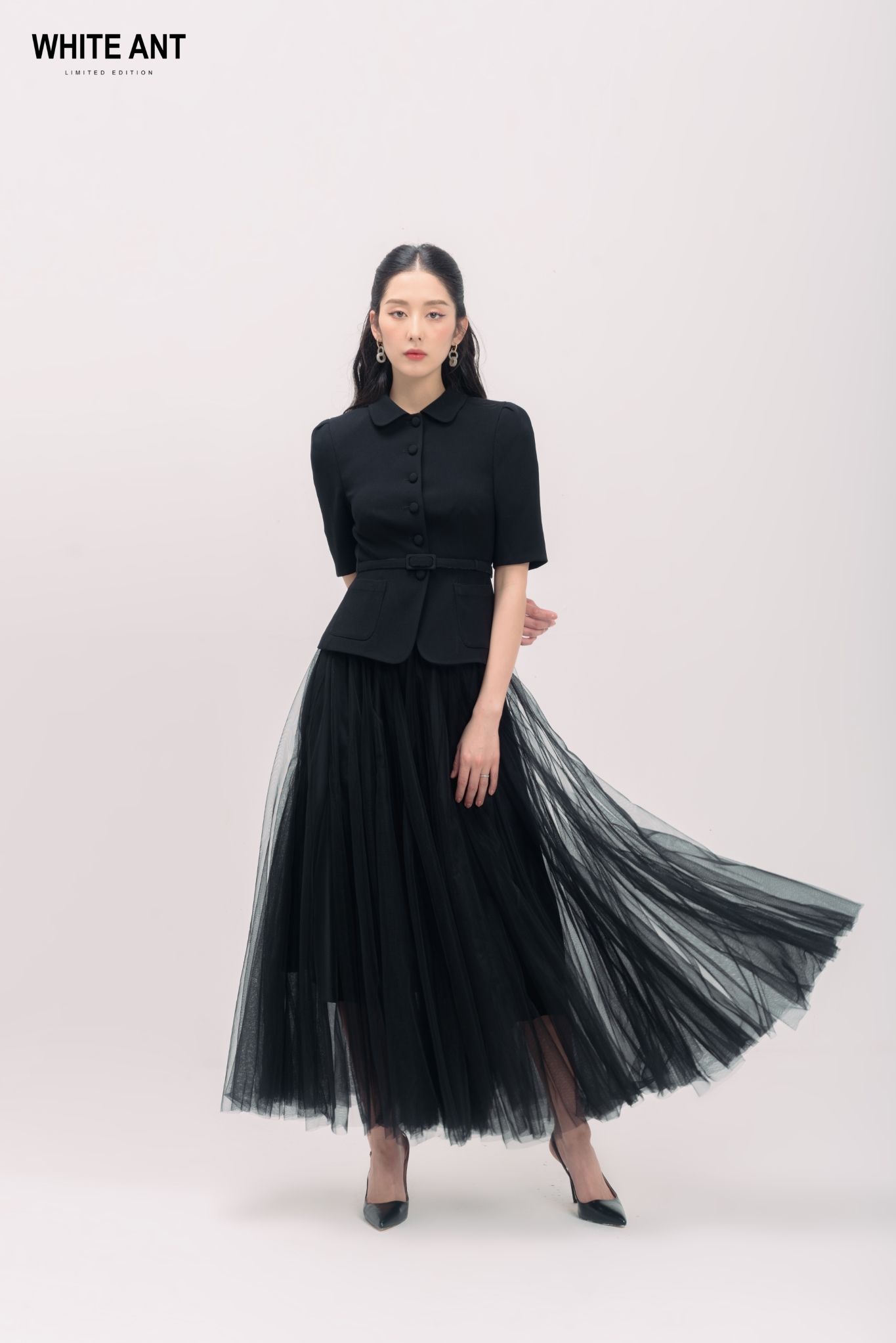 Chân Váy Lưới Nữ White Ant NAMI LONG TULLE SKIRT 111222001