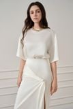 LIIA SILK-BLEND MIDI WRAP SKIRT