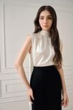YANNE SILK SLEEVELESS BLOUSE